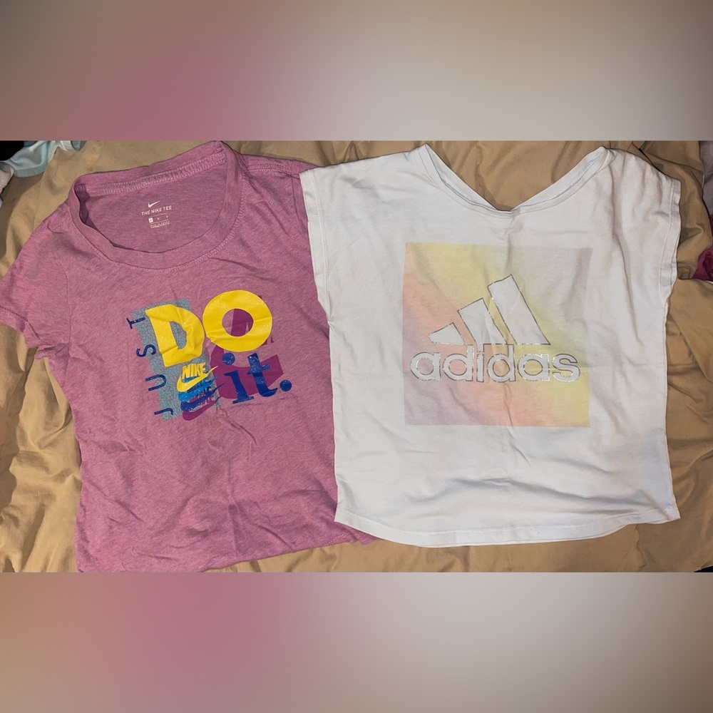 Girls’ Youth large EUC athletic tees. Nike & Adidas